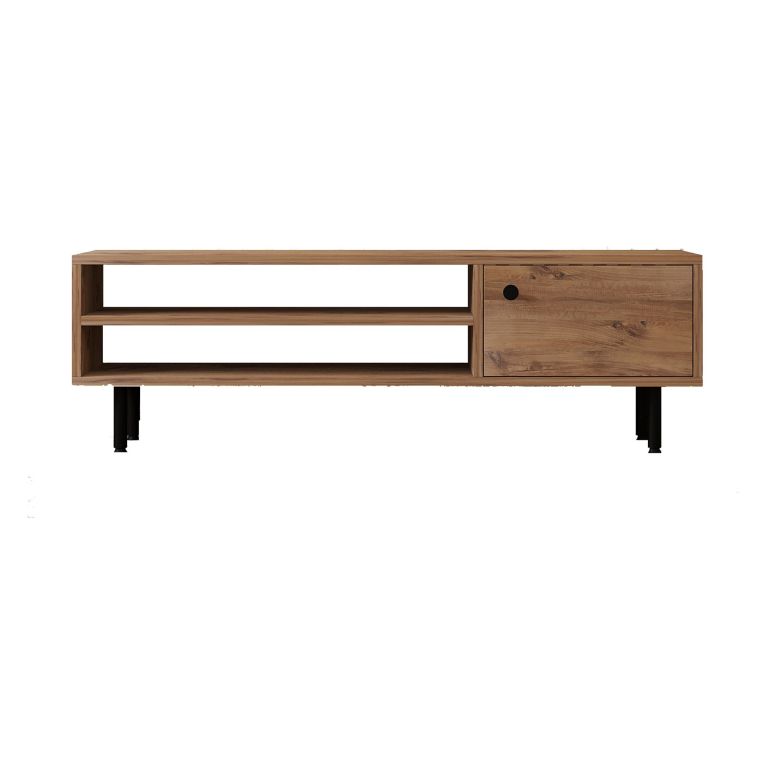 Mobile Porta tv Marrone Rovere un Ripiano Un'anta 120x30x38h cm, 3 Vani - Metomaha
