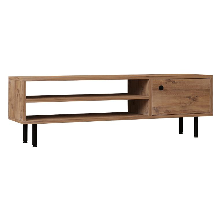 Mobile Porta tv Marrone Rovere un Ripiano Un'anta 120x30x38h cm, 3 Vani - Metomaha