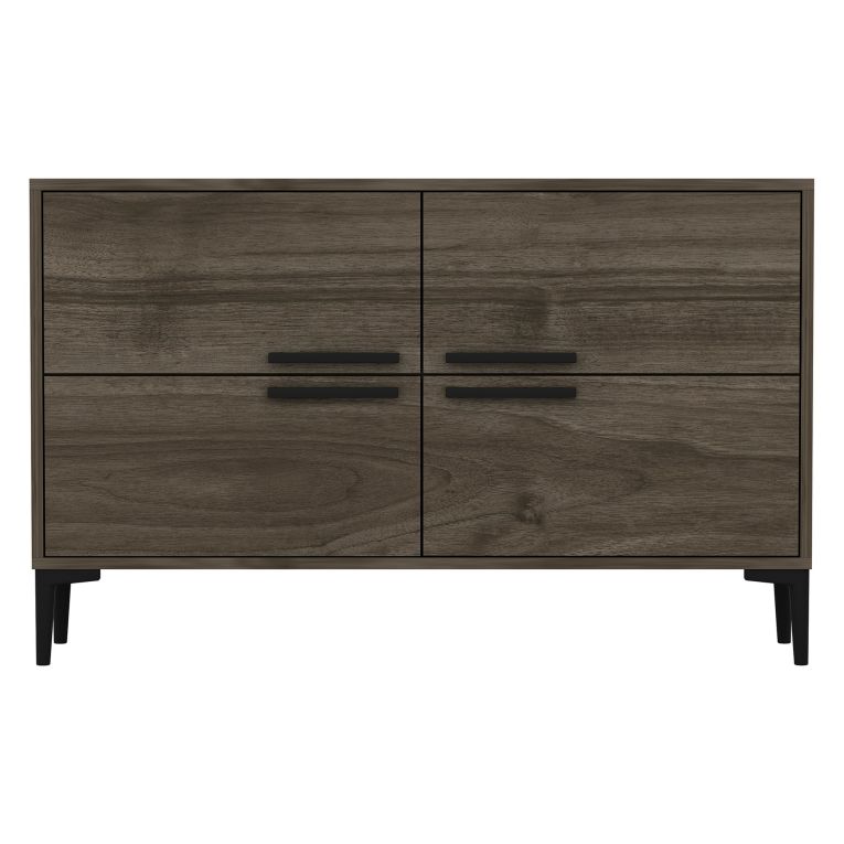 Mobile Porta tv Marrone Scuro 2 Ripiani 4 Ante 120x30x75h cm, 4 Vani - Luzzi