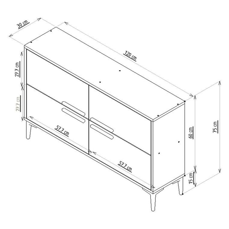 Mobile Porta tv Marrone Scuro 2 Ripiani 4 Ante 120x30x75h cm, 4 Vani - Luzzi
