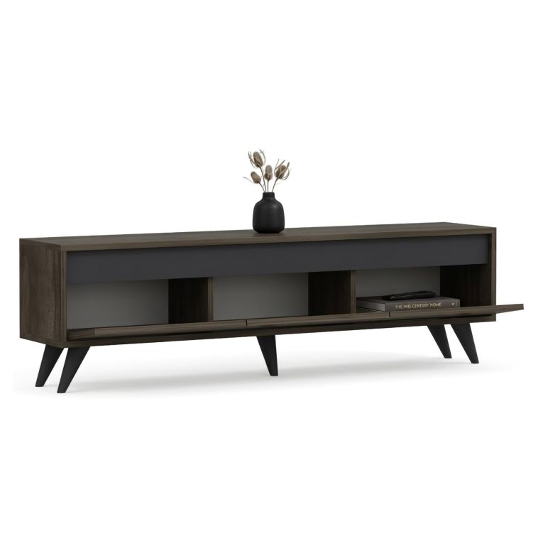 Mobile Porta tv Marrone Scuro 3 Vani 3 Ante 150x30x45h cm, Apertura a Ribalta - Romeno