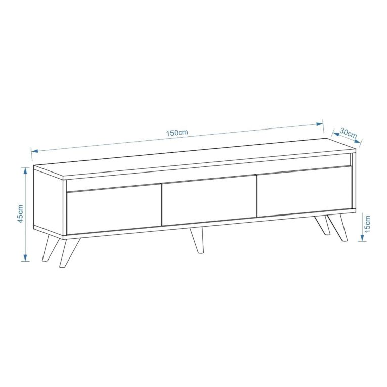 Mobile Porta tv Marrone Scuro 3 Vani 3 Ante 150x30x45h cm, Apertura a Ribalta - Romeno