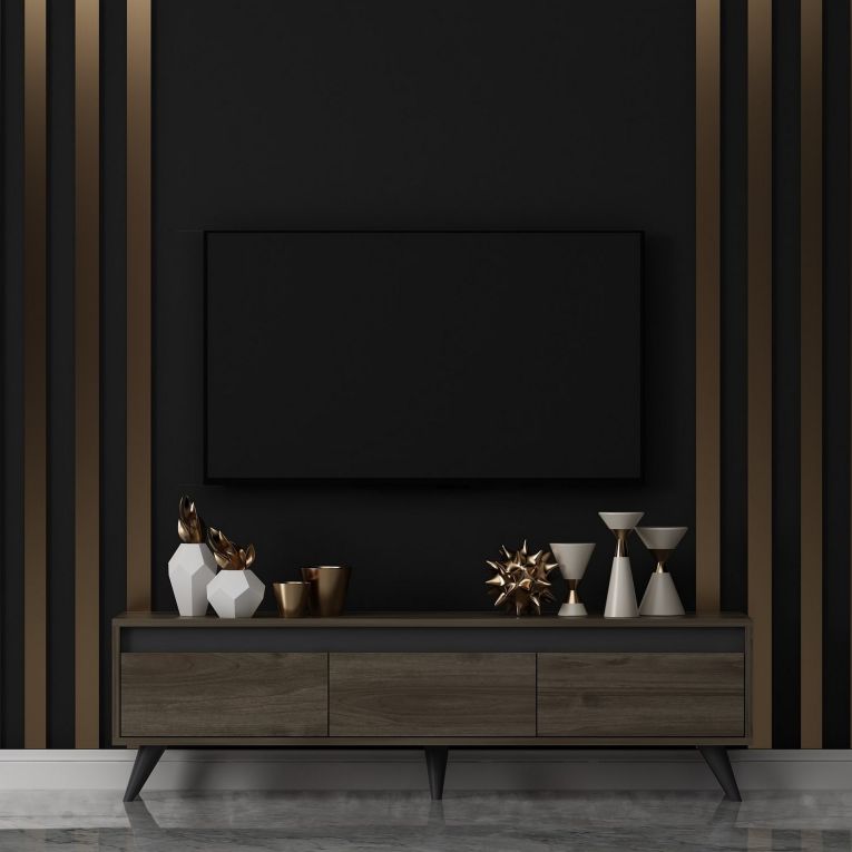 Mobile Porta tv Marrone Scuro 3 Vani 3 Ante 150x30x45h cm, Apertura a Ribalta - Romeno