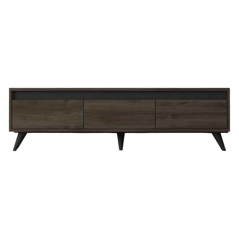 Mobile Porta tv Marrone Scuro 3 Vani 3 Ante 150x30x45h cm, Apertura a Ribalta - Romeno