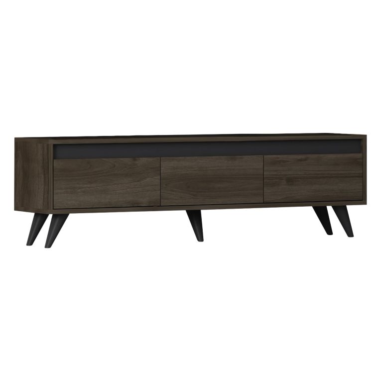 Mobile Porta tv Marrone Scuro 3 Vani 3 Ante 150x30x45h cm, Apertura a Ribalta - Romeno