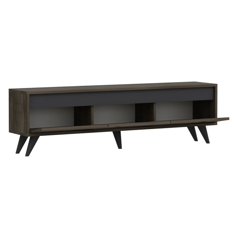 Mobile Porta tv Marrone Scuro 3 Vani 3 Ante 150x30x45h cm, Apertura a Ribalta - Romeno