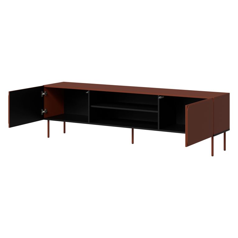 Mobile Porta tv Marrone Terracotta un Ripiano 2 Ante 200x42x57h cm, con Piedini in Metallo - Cesara