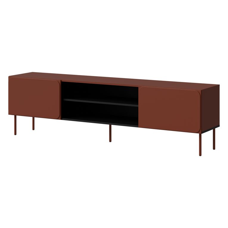 Mobile Porta tv Marrone Terracotta un Ripiano 2 Ante 200x42x57h cm, con Piedini in Metallo - Cesara