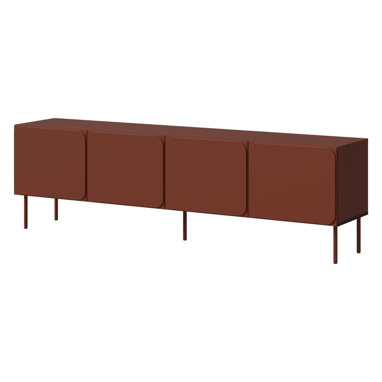 Mobile Porta tv Marrone Terracotta un Ripiano 2 Ante 200x42x60h cm, 4 Vani - Mornago