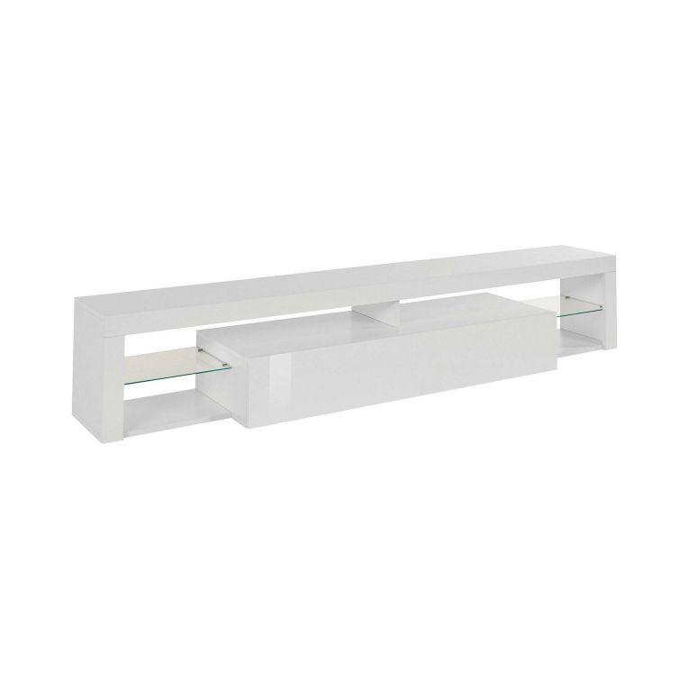 Mobile porta TV Meti, 200x40h35 cm, Bianco lucido