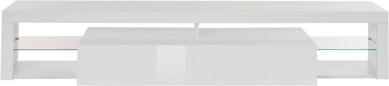 Mobile porta TV Meti, 200x40h35 cm, Bianco lucido