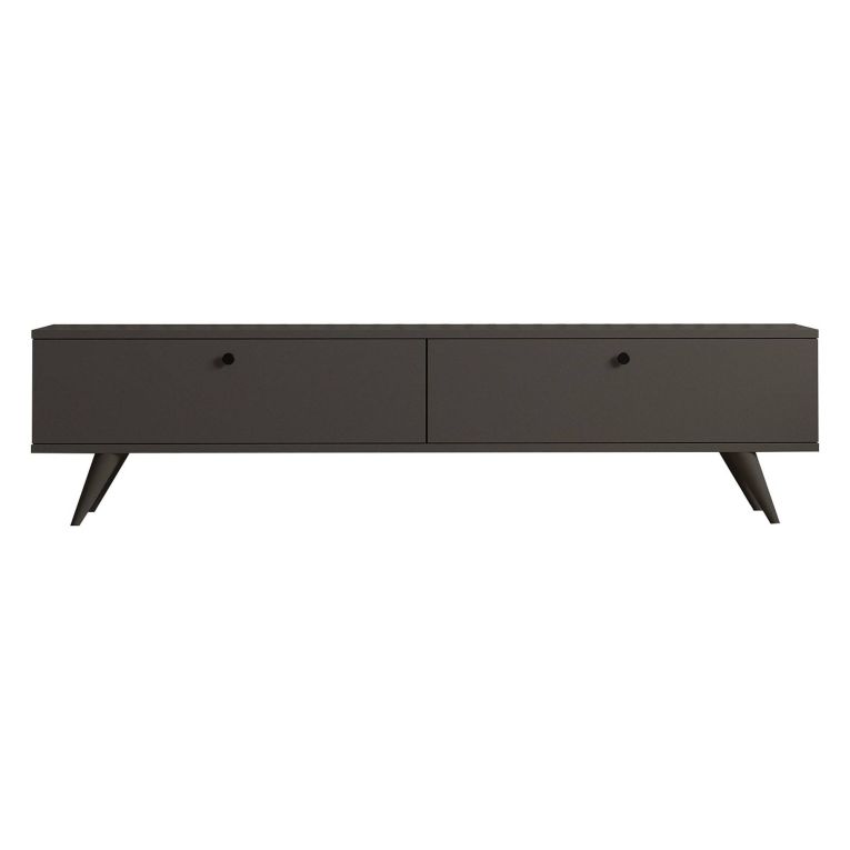 Mobile Porta tv Nero Antracite 2 Vani 2 Ante 160x25x40h cm, Apertura a Ribalta - Atestino
