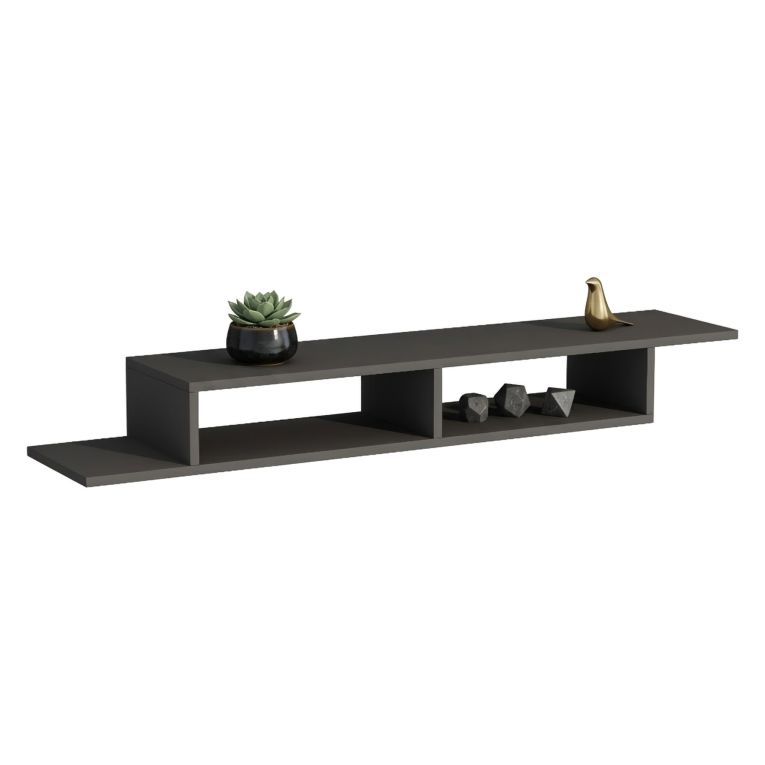 Mobile Porta tv Nero Antracite 2 Vani Peso Supportato 40 kg 120x30x18h cm, Installazione Sospeso - Ivrea