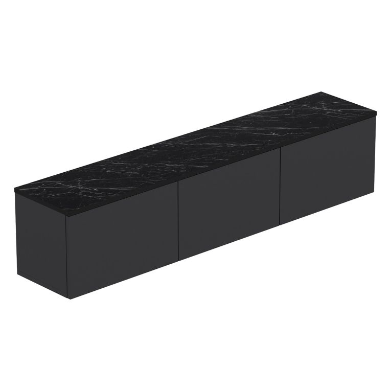 Mobile Porta tv Nero Antracite 3 Vani 3 Ante 160x32x35h cm, Apertura a Ribalta - Surrigone