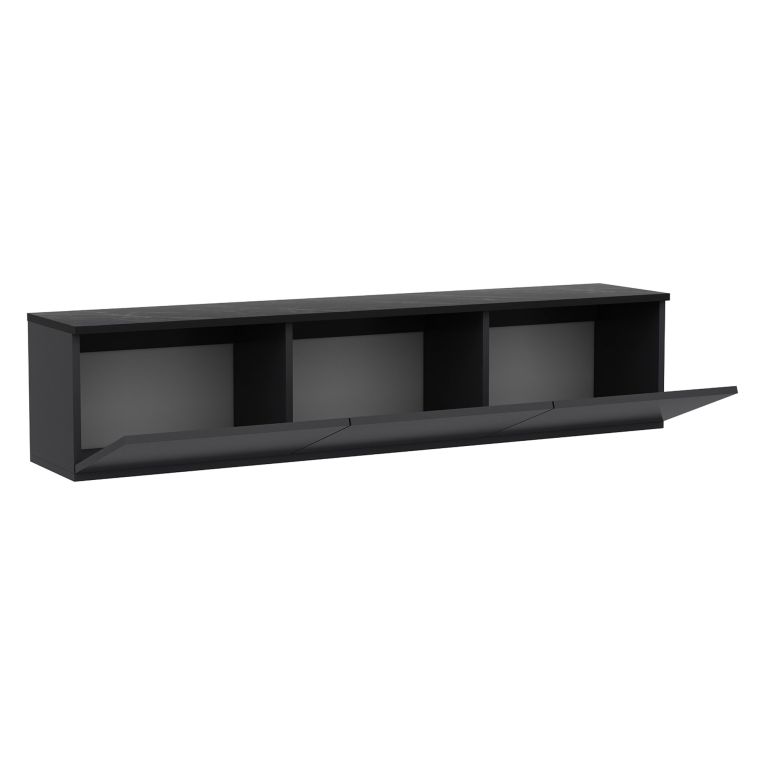 Mobile Porta tv Nero Antracite 3 Vani 3 Ante 160x32x35h cm, Apertura a Ribalta - Surrigone