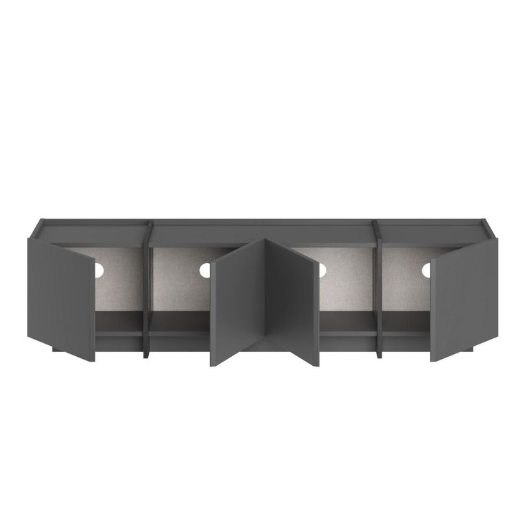 Mobile Porta tv Nero Antracite Apertura a Ribalta 4 Ante 180x35x46h cm, 4 Vani - Nokarara