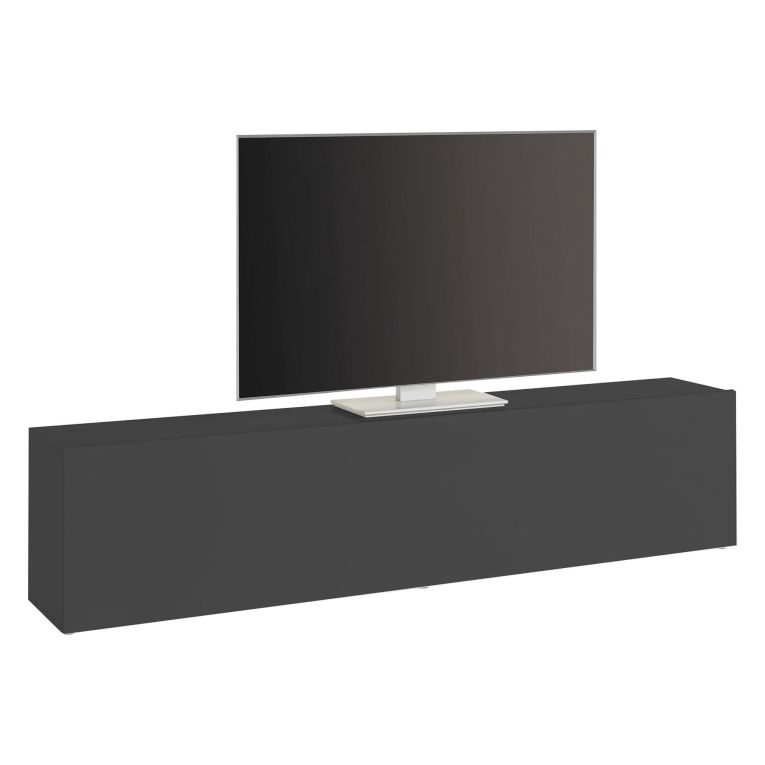 Mobile Porta tv Nero Antracite Apertura a Ribalta Un'anta 180x30x40h cm, 2 Vani - Alakazam