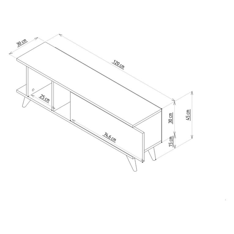 Mobile Porta tv Nero Antracite Bianco Marmo Un'anta Apertura Scorrevole 120x30x45h cm, 2 Vani - Futani