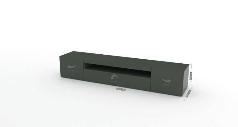 Mobile Porta tv Nero Antracite Lucido 2 Ripiani 3 Ante 200x40x37h cm, con Luci led Made in Italy - Amore