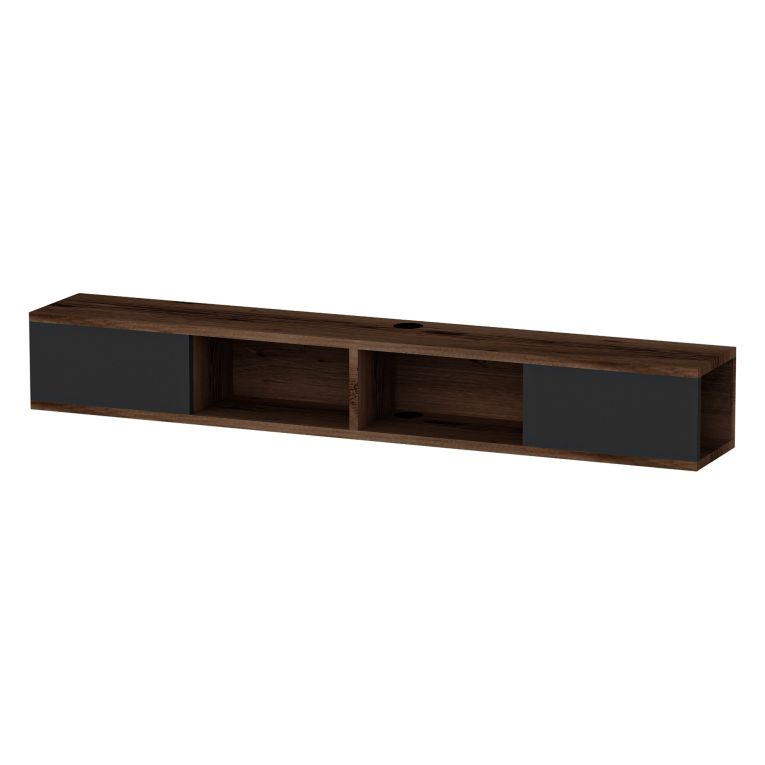 Mobile Porta tv Nero Antracite Marrone Noce 2 Ante Peso Supportato 40 kg 140x22x20h cm, Installazione Sospeso - Ispica