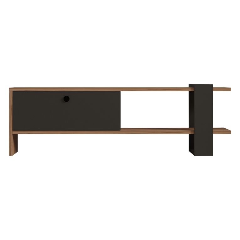 Mobile Porta tv Nero Antracite Marrone Noce Un'anta Apertura a Ribalta 120x25x37h cm, 2 Vani - Taurasi