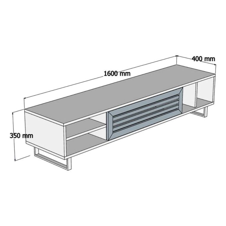 Mobile Porta tv Nero Antracite Marrone Noce un Ripiano Un'anta 160x40x35h cm, 5 Vani - Sovico