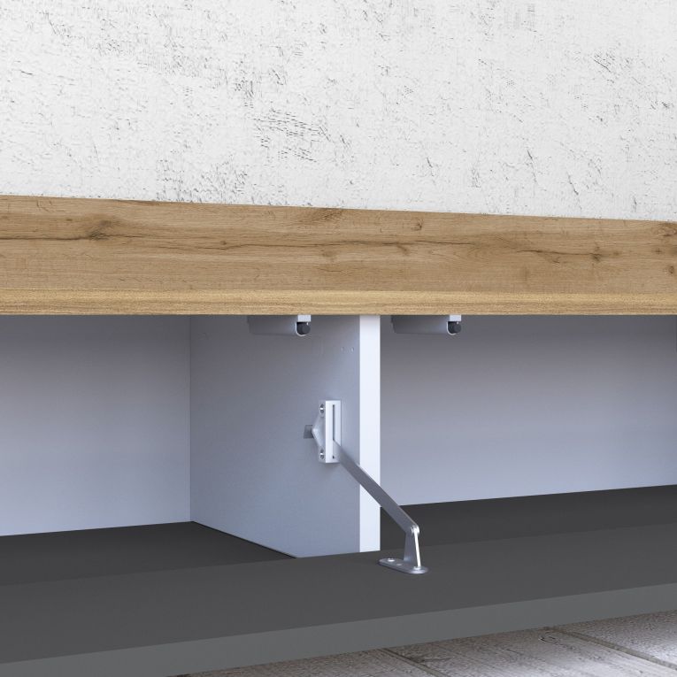Mobile Porta tv Nero Antracite Marrone Rovere 3 Ripiani 3 Ante 200x35x30h cm, 4 Vani Made in Italy - Oxanna