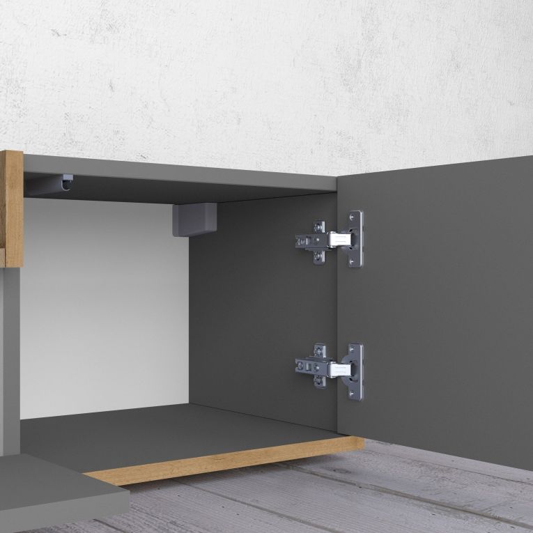 Mobile Porta tv Nero Antracite Marrone Rovere 3 Ripiani 3 Ante 200x35x30h cm, 4 Vani Made in Italy - Oxanna