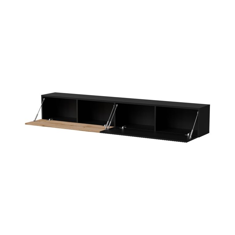 Mobile Porta tv Nero Antracite Marrone Rovere Modulabile un Ripiano 200x30x31h cm, 2 Ante - Sindia