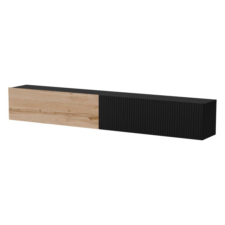 Mobile Porta tv Nero Antracite Marrone Rovere Modulabile un Ripiano 200x30x31h cm, 2 Ante - Sindia