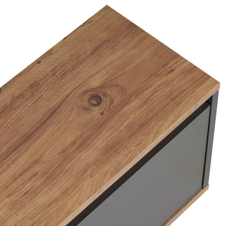 Mobile Porta tv Nero Antracite Marrone Rovere un Ripiano 3 Ante 160x30x42h cm, 4 Vani - Morrigan