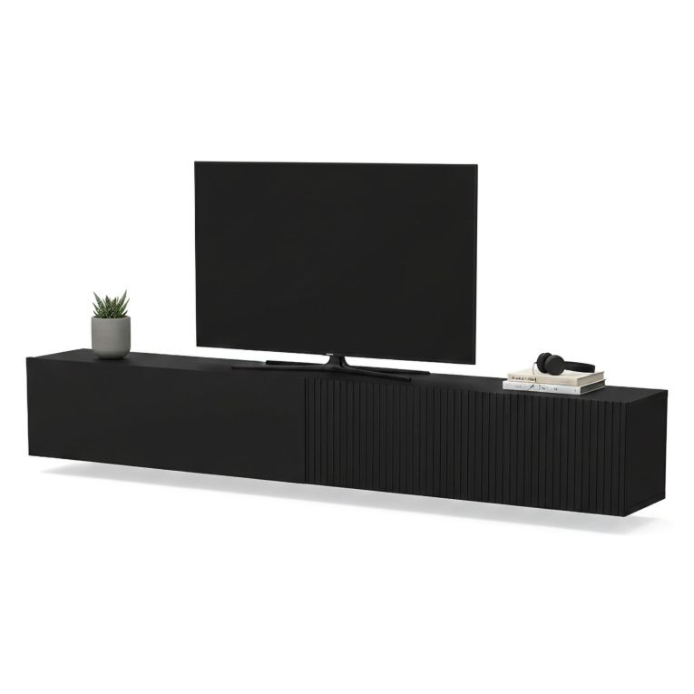 Mobile Porta tv Nero Antracite Modulabile un Ripiano 200x30x31h cm, 2 Ante - Sindia