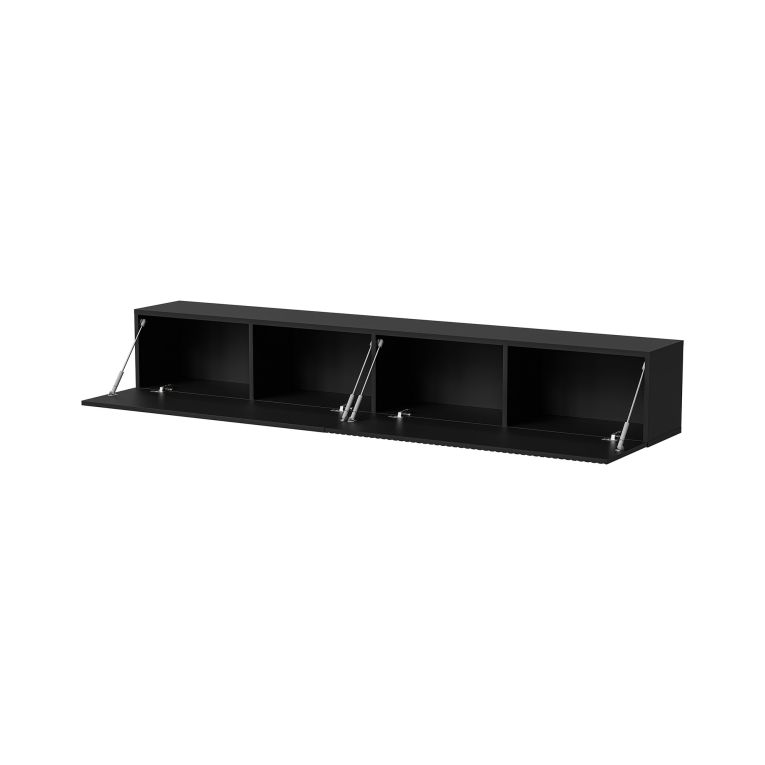 Mobile Porta tv Nero Antracite Modulabile un Ripiano 200x30x31h cm, 2 Ante - Sindia