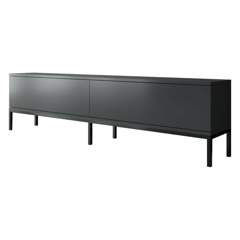 Mobile Porta tv Nero Antracite Nero Cassetti un Ripiano 180x30x47h cm, 2 Ante - Espero
