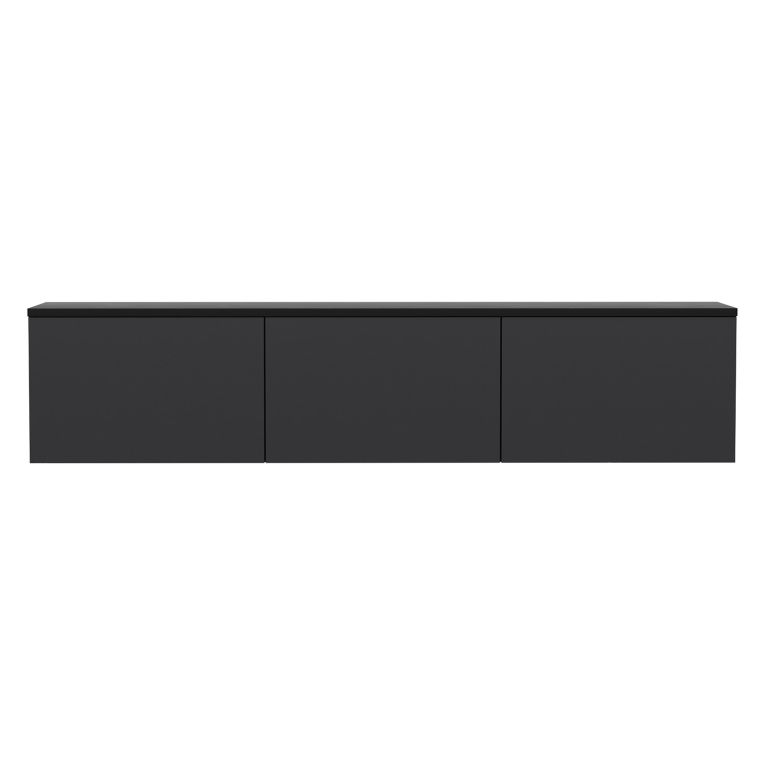 Mobile Porta tv Nero Antracite Nero Marmo Luci led Incluse 3 Ante 160x32x35h cm, Apertura a Ribalta - Marazzi