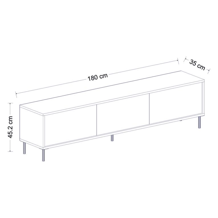 Mobile Porta tv Nero Antracite oro 3 Ante Ripiano Effetto Marmo 180x35x45h cm, 3 Vani - Vicchio