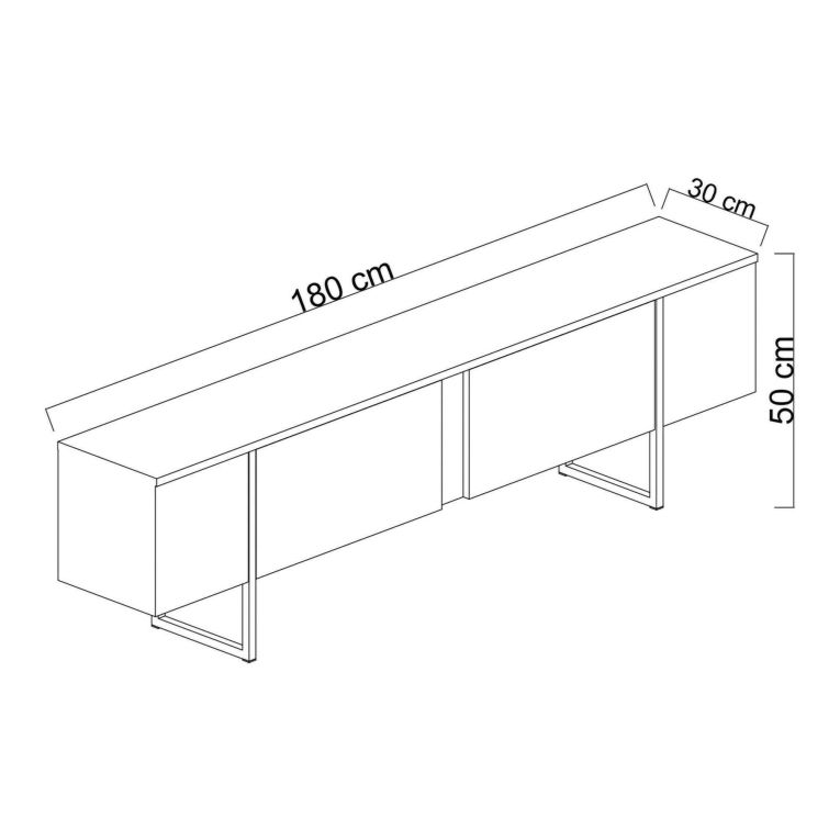Mobile Porta tv Nero Antracite oro Cassetti un Ripiano 180x30x50h cm, 2 Ante - Abishia