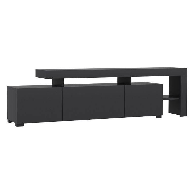 Mobile Porta tv Nero Antracite un Ripiano Apertura Battente, a Ribalta 192x37x53h cm, 3 Ante - Trasacco