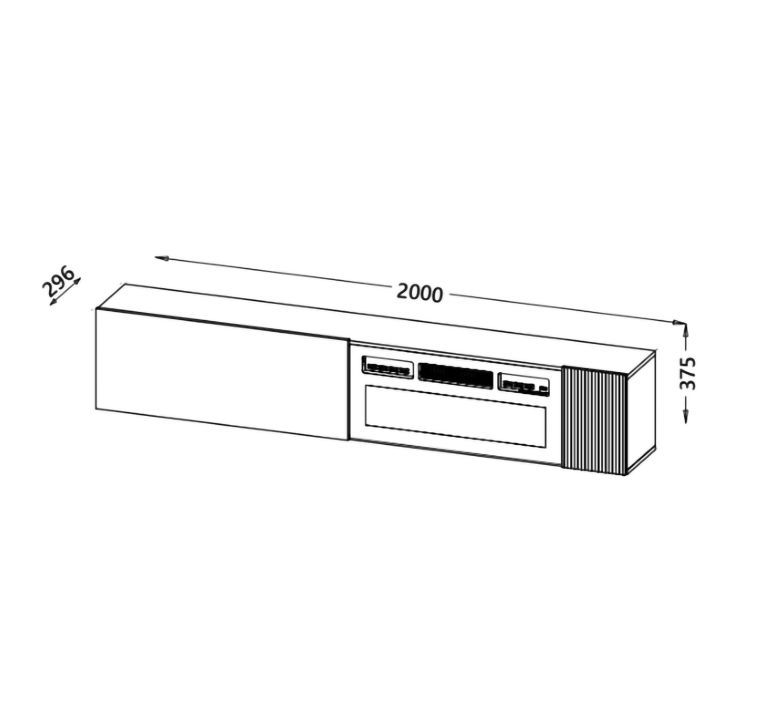 Mobile Porta tv Nero Modulabile un Ripiano 200x30x31h cm, 2 Ante - Sindia