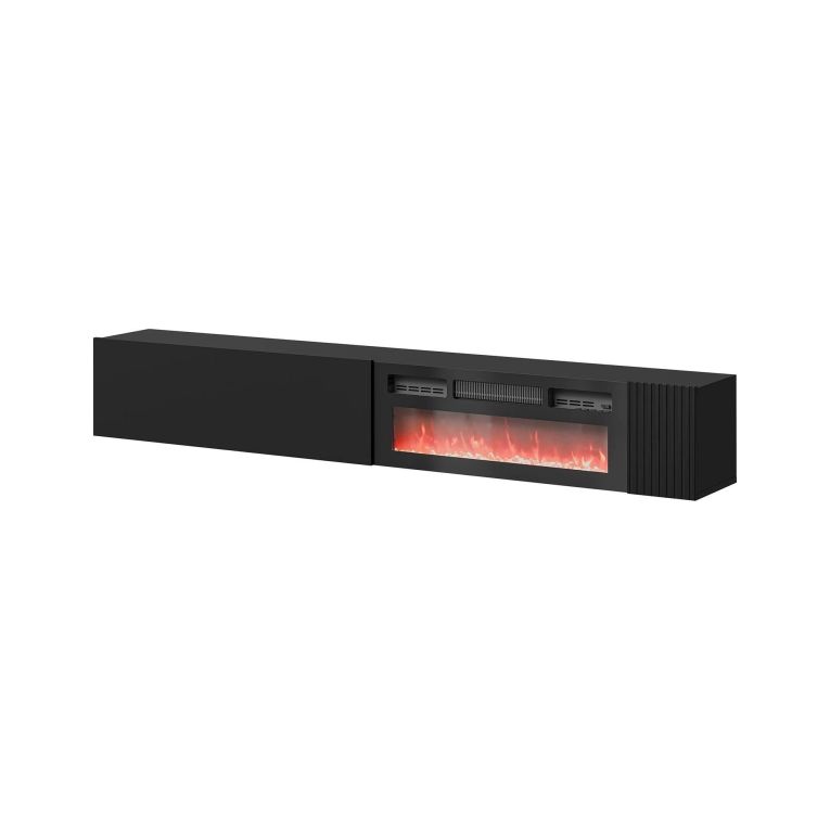 Mobile Porta tv Nero Modulabile un Ripiano 200x30x31h cm, 2 Ante - Sindia