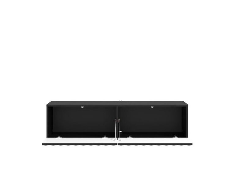 Mobile Porta tv Nero Nero Antracite un Ripiano 2 Ante 128x42x32h cm, 2 Vani - Vetto