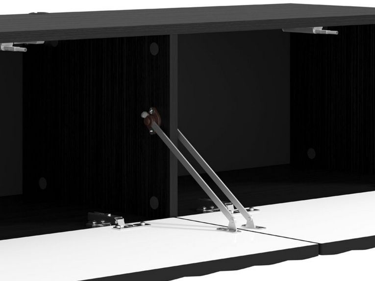 Mobile Porta tv Nero Nero Antracite un Ripiano 2 Ante 128x42x32h cm, 2 Vani - Vetto