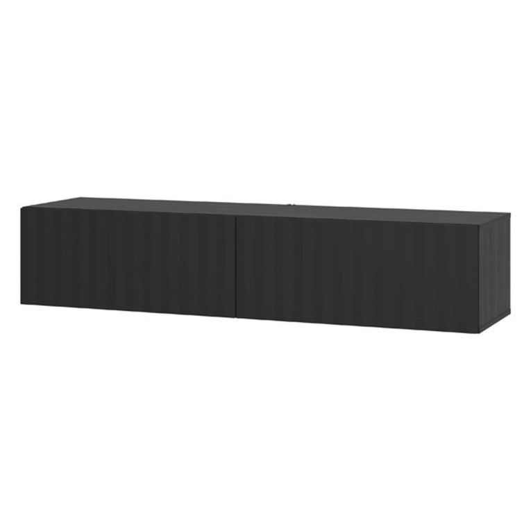 Mobile Porta tv Nero Nero Antracite un Ripiano 2 Ante 154x42x32h cm, 2 Vani - Maderno