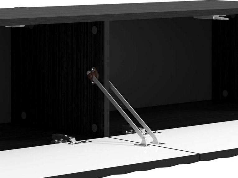 Mobile Porta tv Nero Nero Antracite un Ripiano 2 Ante 154x42x32h cm, 2 Vani - Maderno
