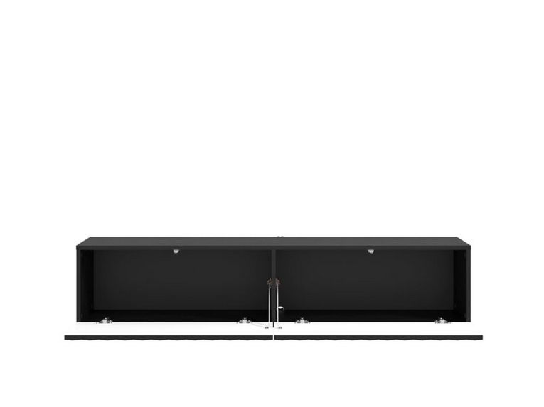Mobile Porta tv Nero Nero Antracite un Ripiano 2 Ante 154x42x32h cm, 2 Vani - Maderno