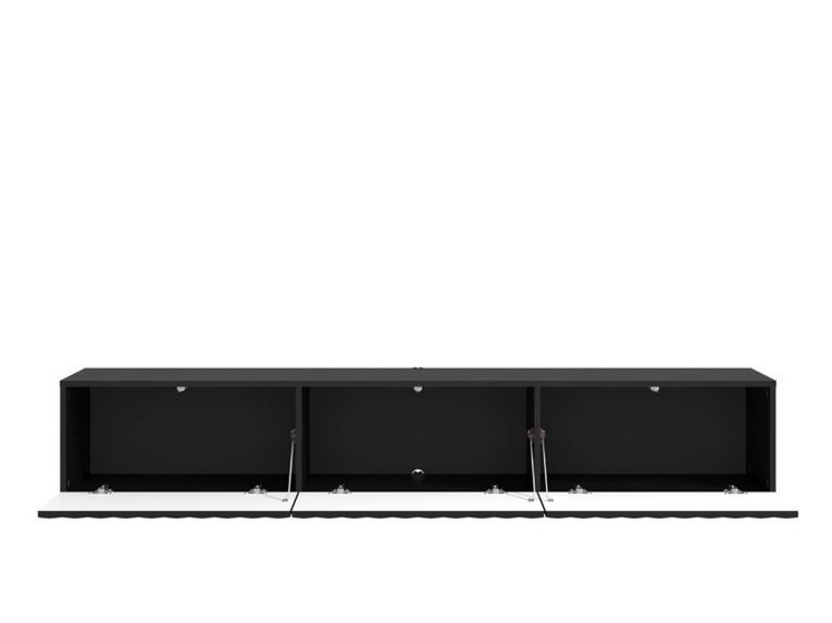 Mobile Porta tv Nero Nero Antracite un Ripiano 3 Ante 192x42x32h cm, 3 Vani - Fossa