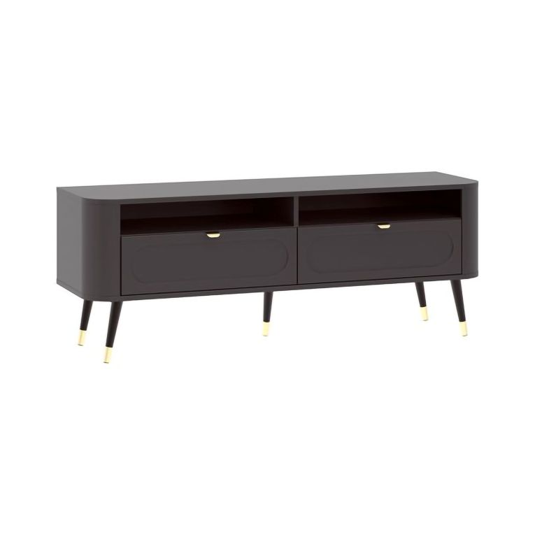 Mobile Porta tv Nero oro 2 Cassetti 3 Ripiani 138x40x53h cm, con Piedini - Limi