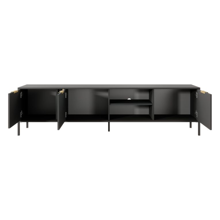 Mobile Porta tv Nero oro 3 Ripiani 3 Ante 203x40x53h cm, 6 Vani - Kalasose