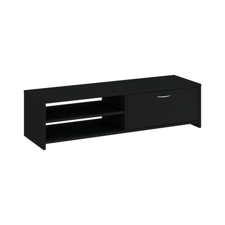 Mobile Porta tv Nero un Cassetto 2 Ripiani 120x39x31h cm, 2 Vani - Lihamo