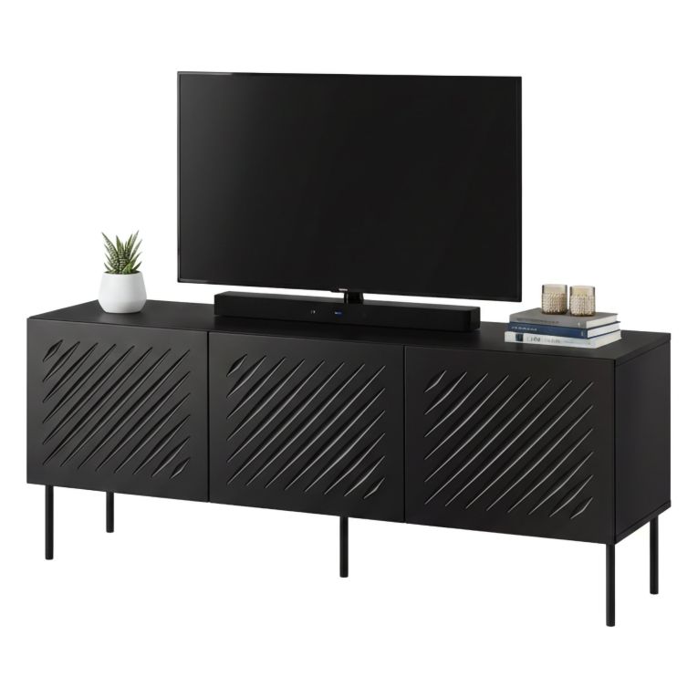 Mobile Porta tv Nero un Ripiano 150.5x42x60h cm, Cassetti - Termoli